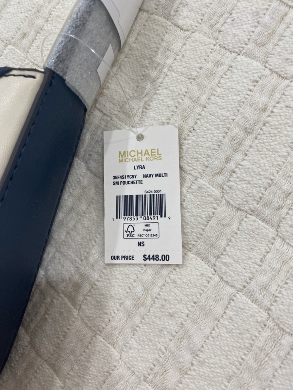 NWT Michael Kors Cream, Navy, Light Blue & Lime Lyra Pochette mini Shoulder Bag - Picture 6 of 7